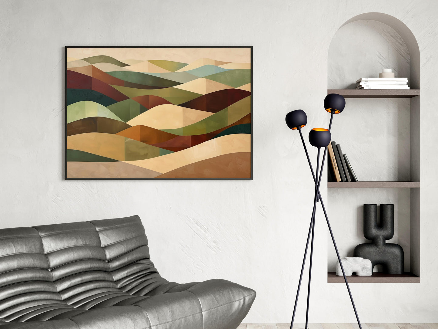 Geometric Desert Waves- Geometry, Wave Forms, Color Transitions, Modern, Serenity