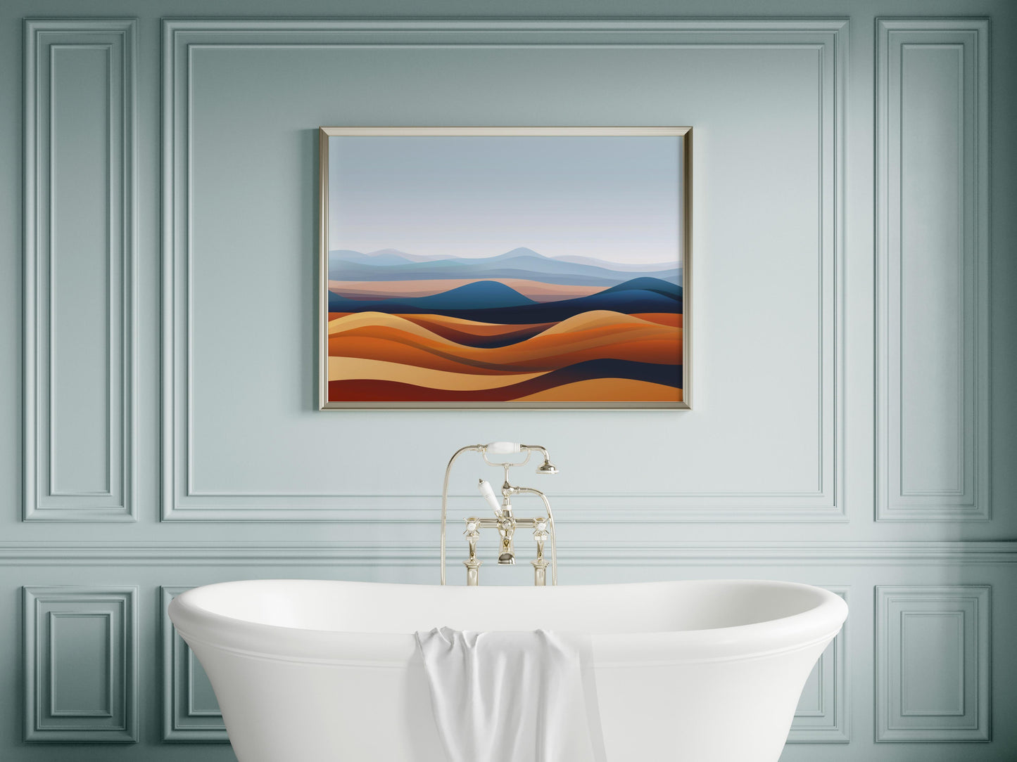 Mojave Rhapsody- Color gradient, Stylized art, Desert landscape, Bold colors, Modern design