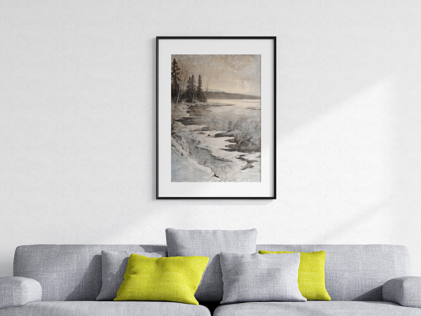 Winter Stillness at a Scandinavian Lake- Light Effects, Contemplation, Ethical Art Purchase, Office Furnishing, Interior Decoration