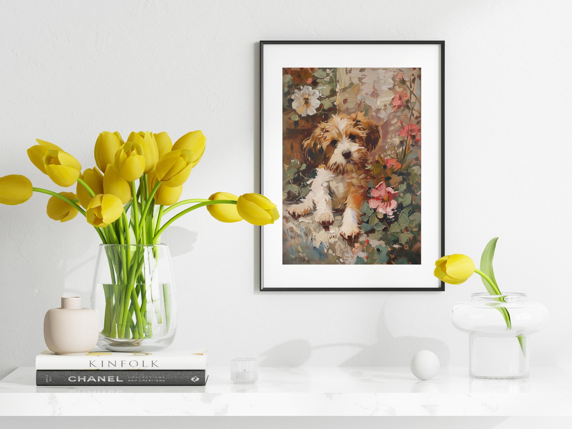 Playful Puppy Times in the Garden- puppies, joie de vivre, Modernism, garden, color palette