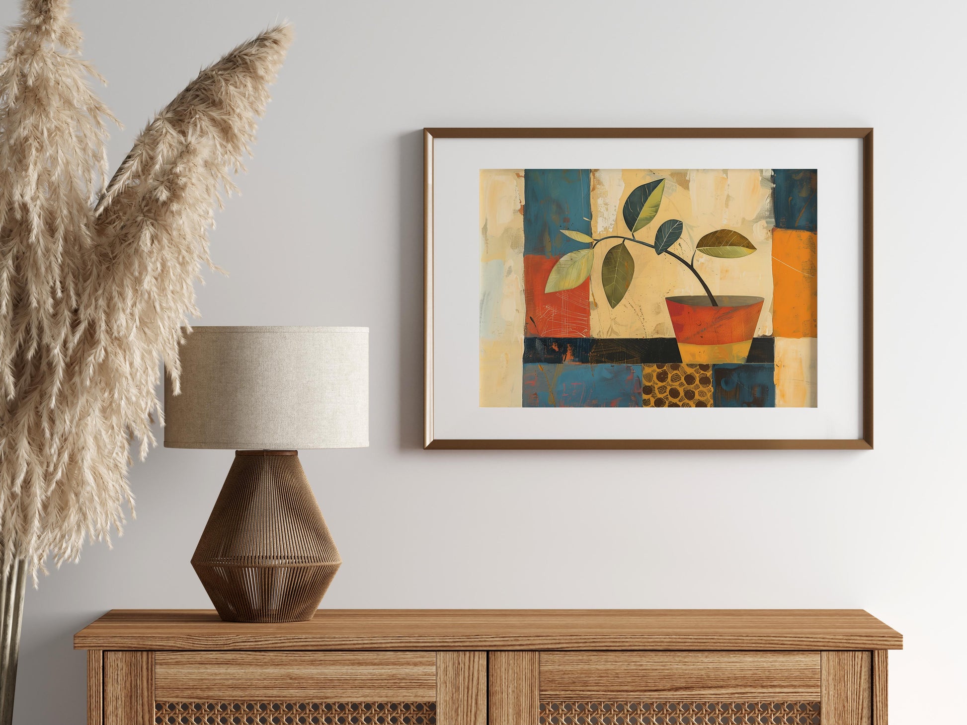 Whisper of Awakening- Geometric abstraction, Plant art, Abeni, Art collection, Home decor