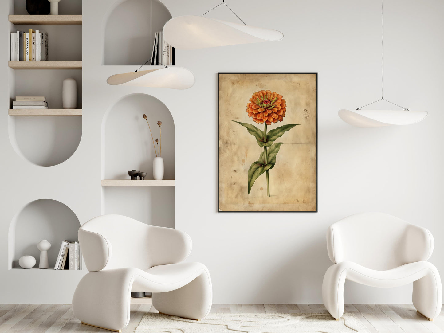 Zinnia's Elegance by Emilia Florentina- botany, tradition, 17th century, color brilliance, nature study