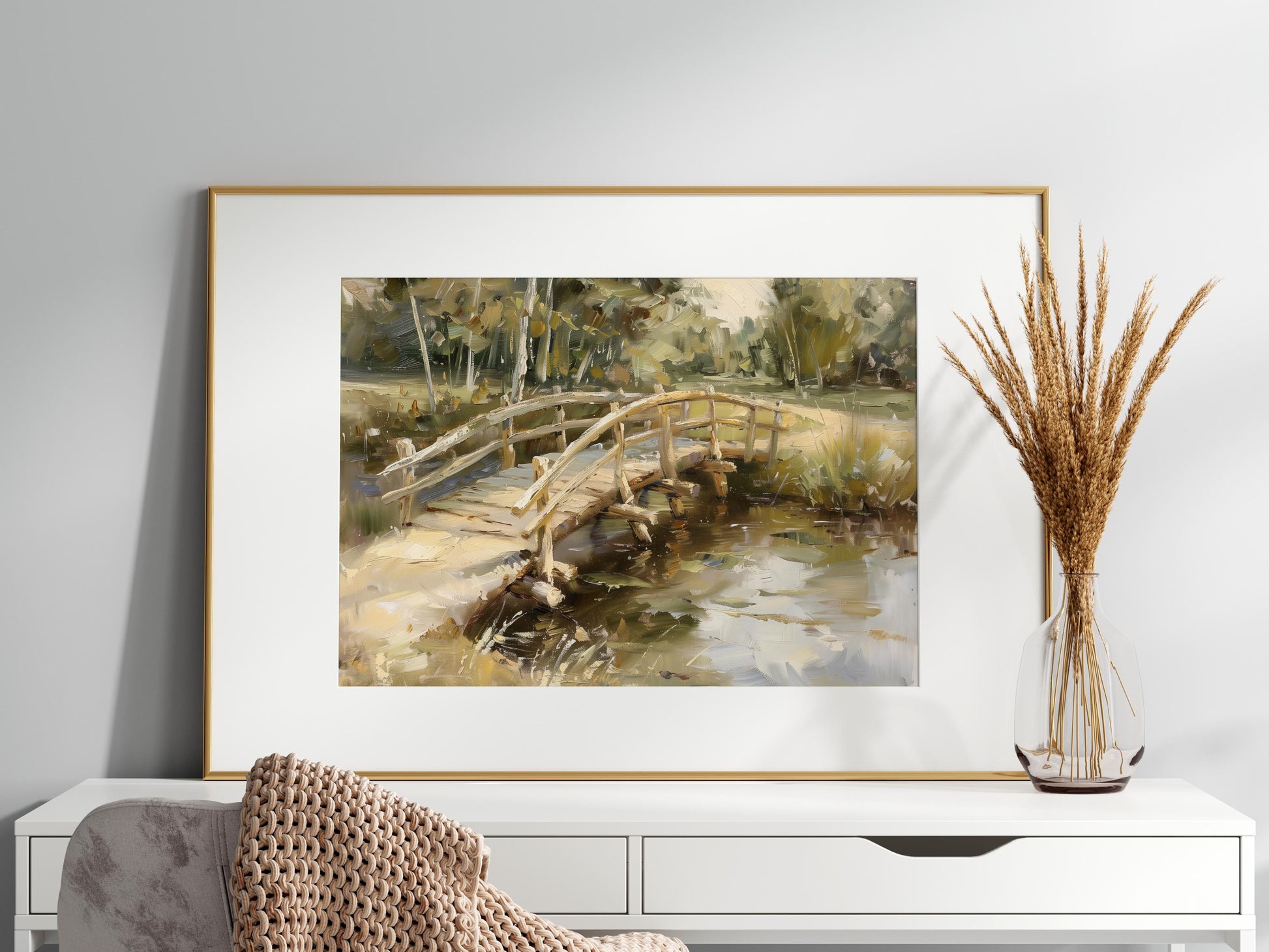 Silent Crossing - Esteban Azuela's Idyllic Bridge Scene- light and shadow, Jalisco, traditional motifs, Mexico, wooden bridge