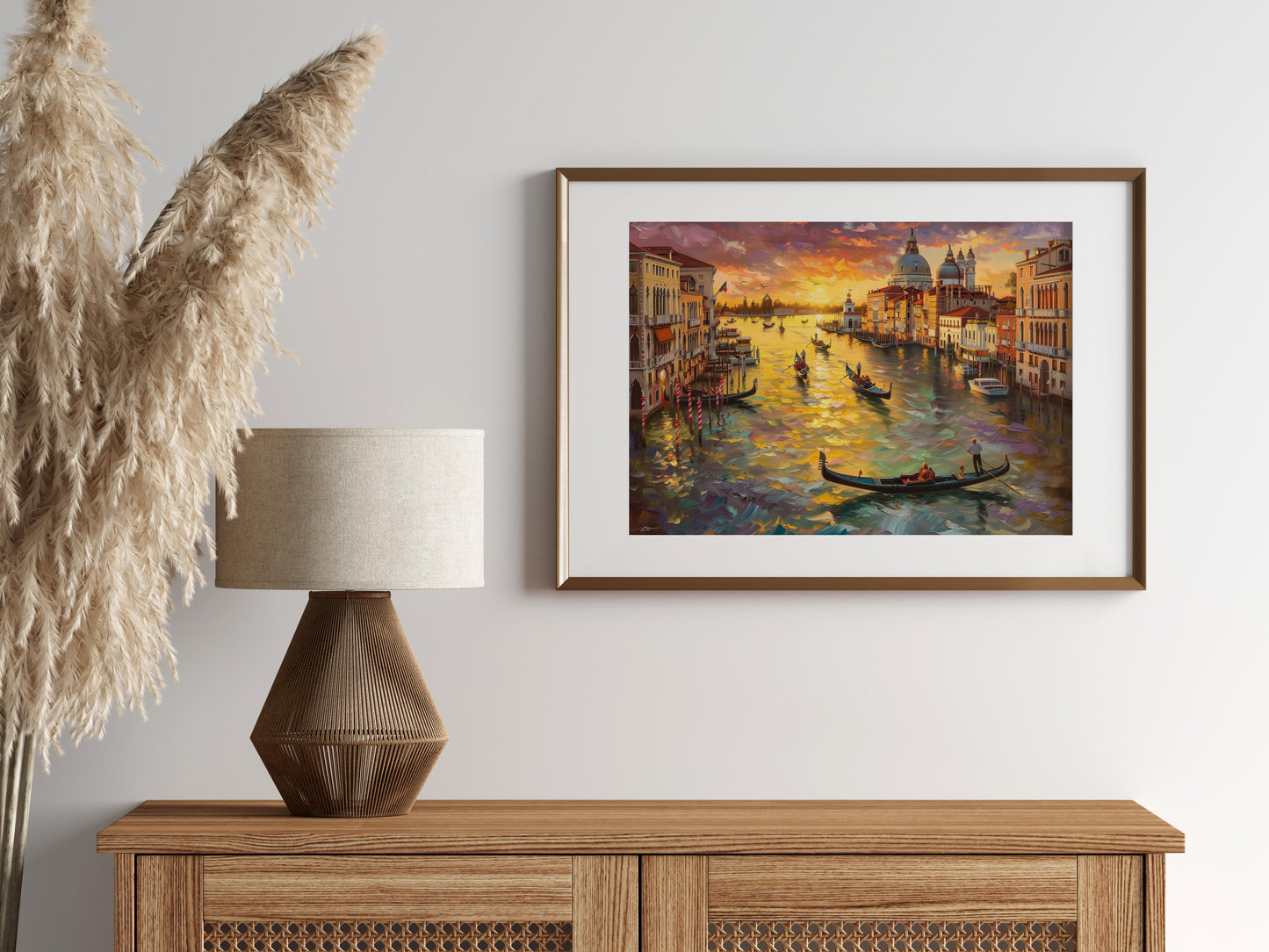 Venetian Golden Hour- Waterways, Art Collection, Water reflection, Wall Decoration, Urban Scenery