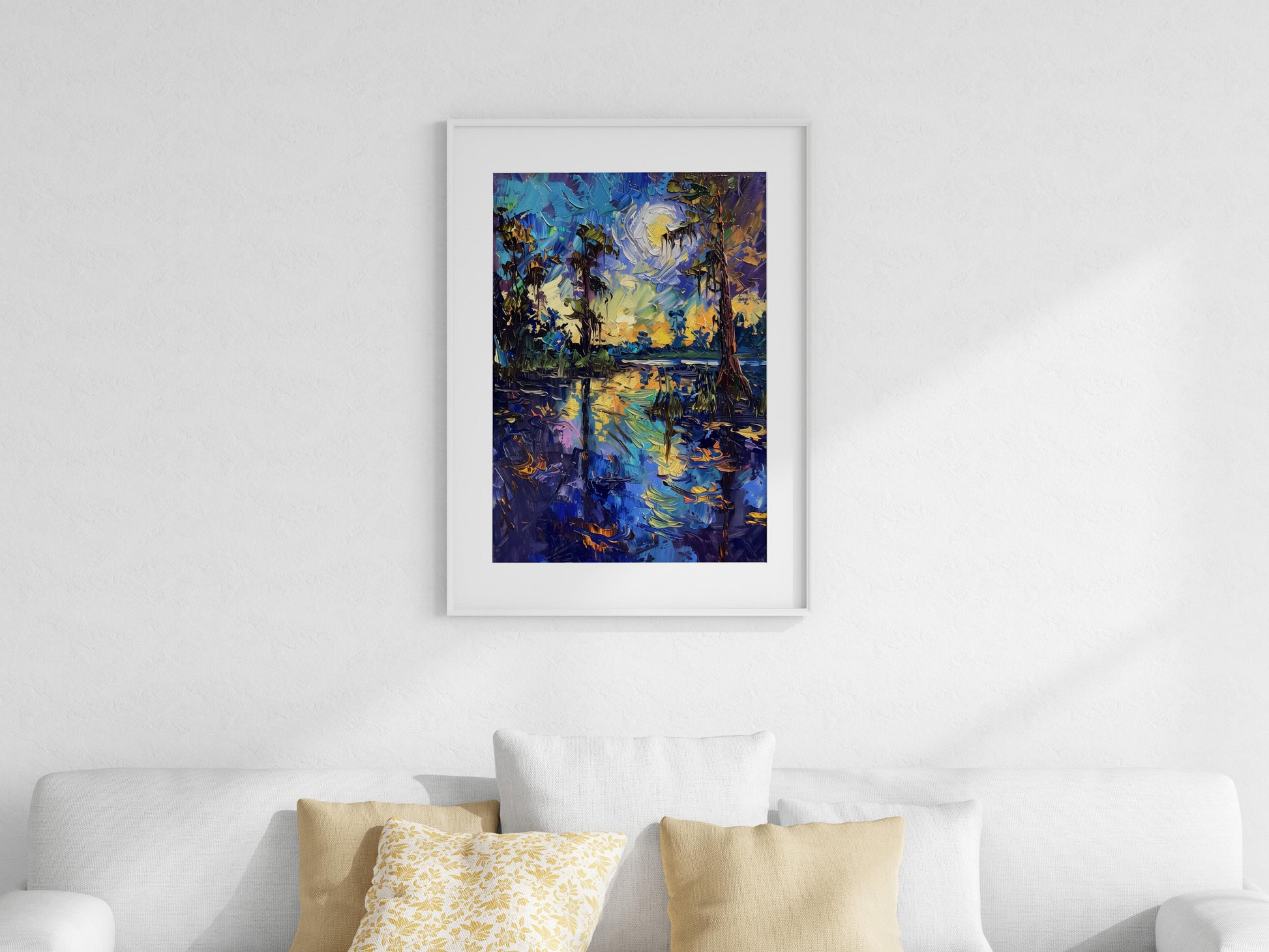 Mystical Twilight in the Bayous- mood landscape, nature experience, art collection, colorful painting, American art