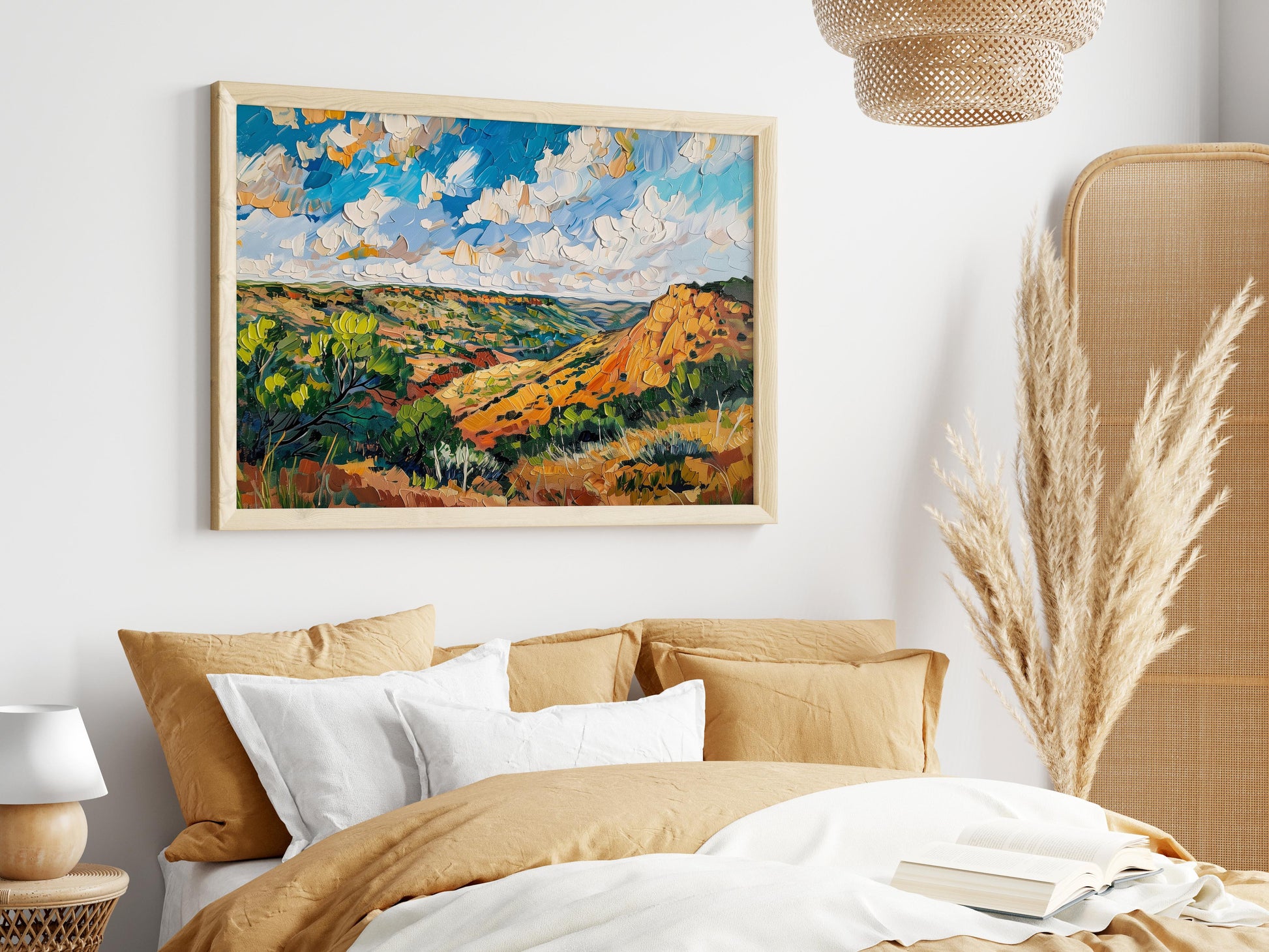 Impressions of the Texas Hill Country- expressionism, wall decoration, cloudy sky, American art, earth tones