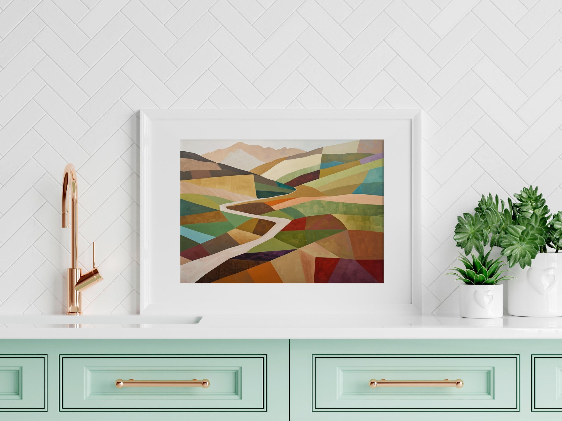 Spring Awakening by the Geometric Stream- scenic, fresh colors, vernal scene, Alejandra Navarro, color shading