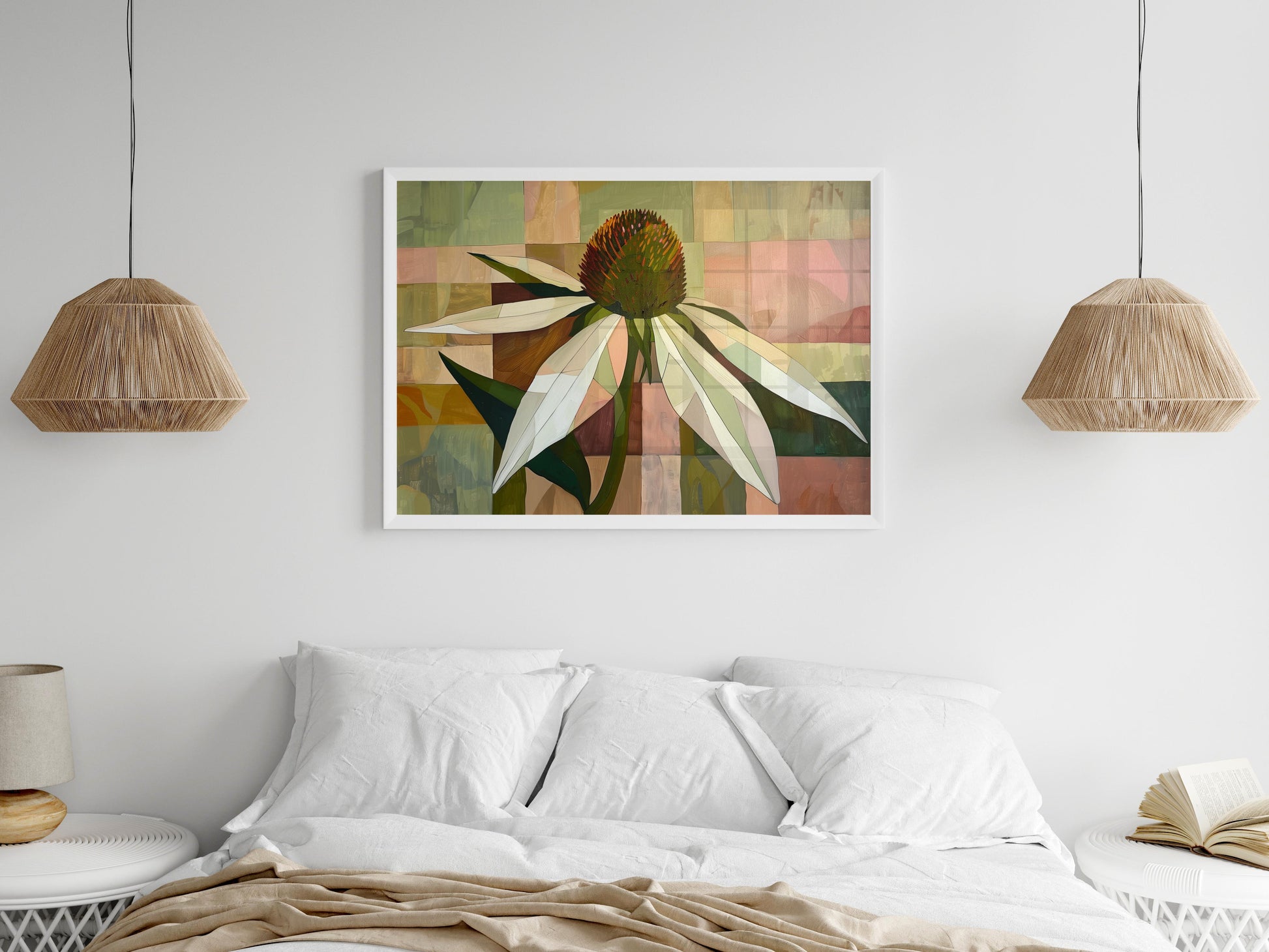 Geometric Silence: The Coneflower by Alejandra Navarro- Spanish Artist, Facets, Nature, Aesthetics, Geometric Art