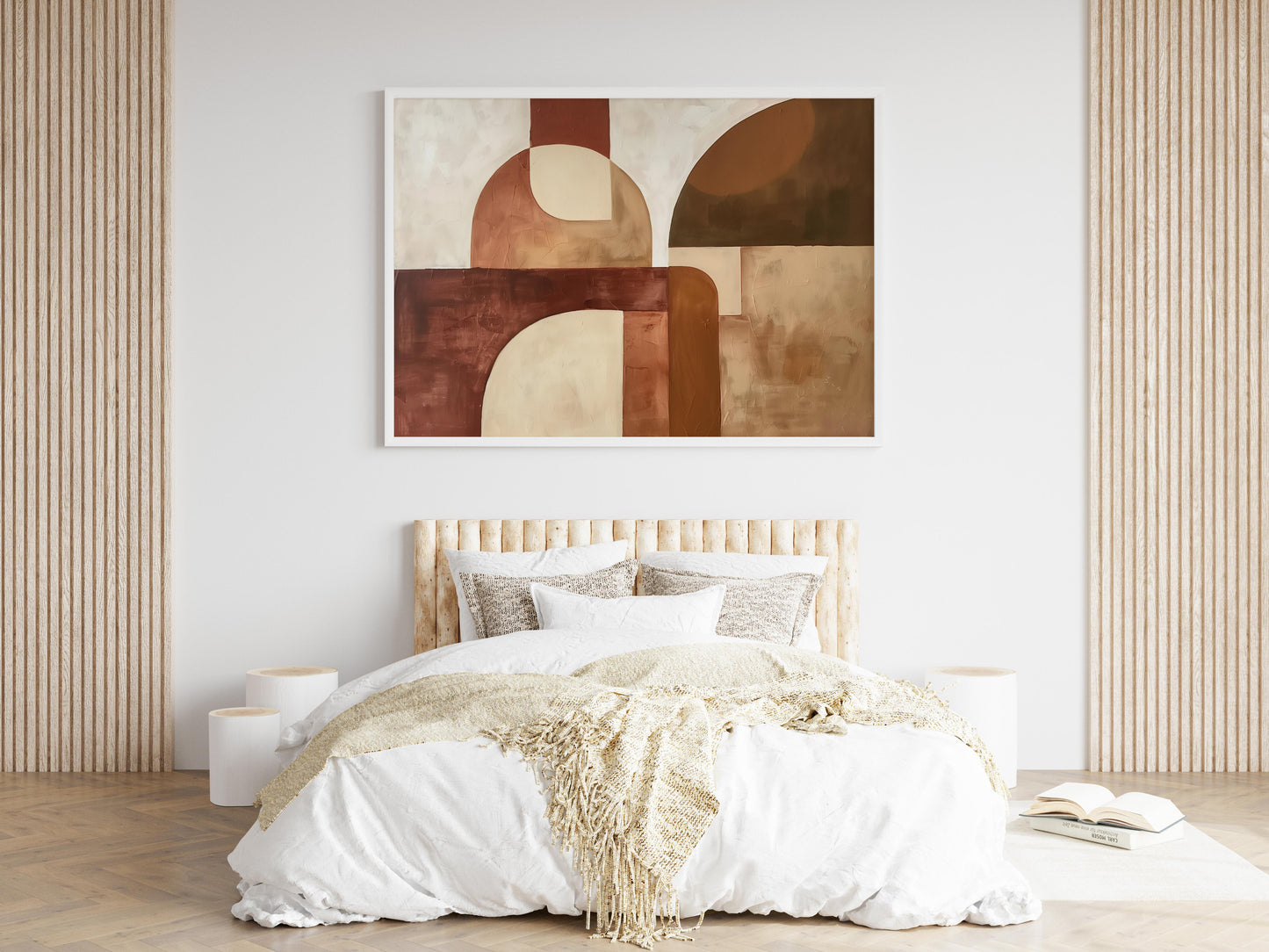 Geometric Harmony in Sepia- Expressionism, Sepia, Interior Design, Wall Art, Aesthetics