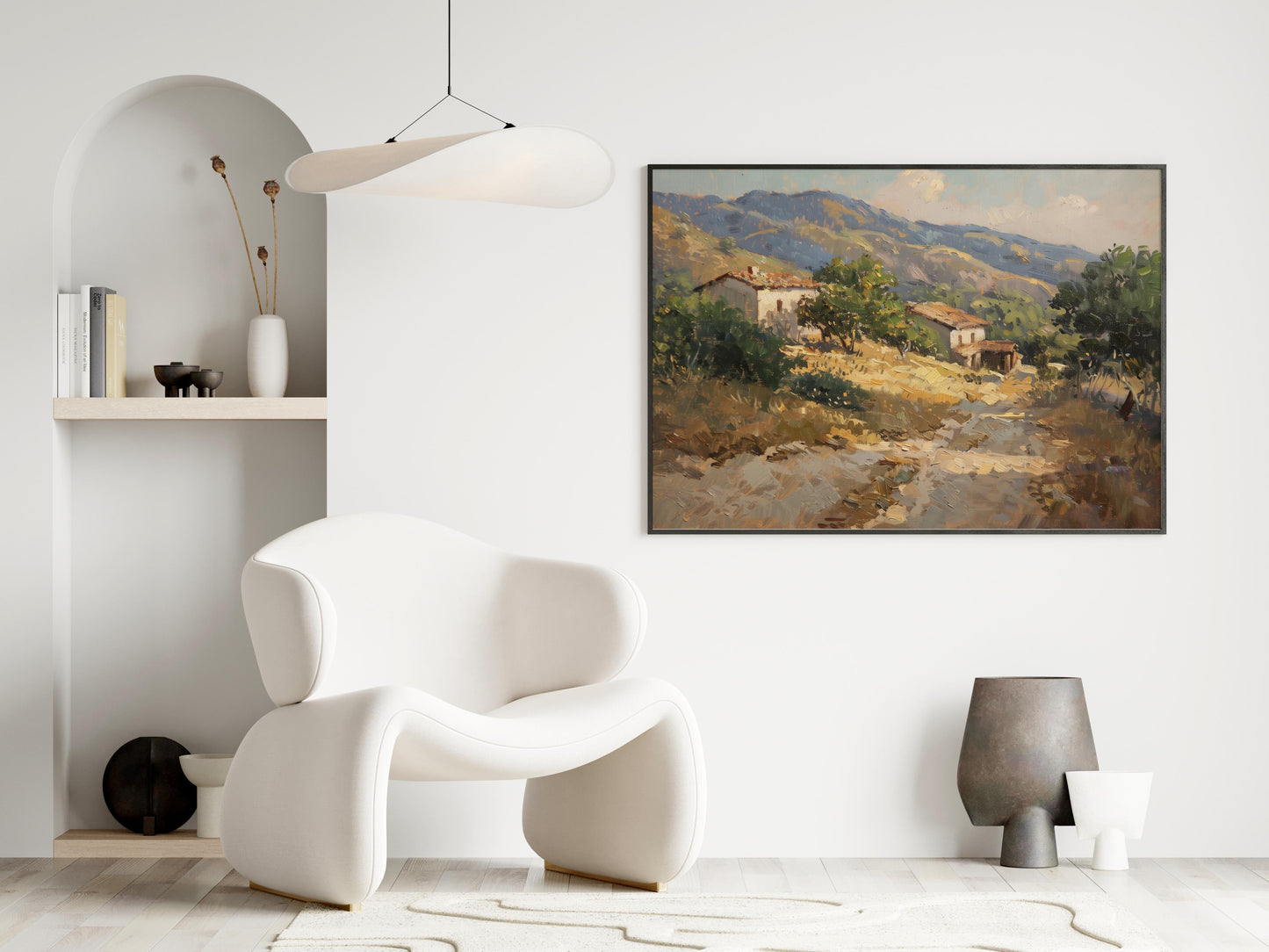 Silent Warmth of Mexico's Hills- Mexico, Mexican art, Modern art, Landscape painting, Hill landscape