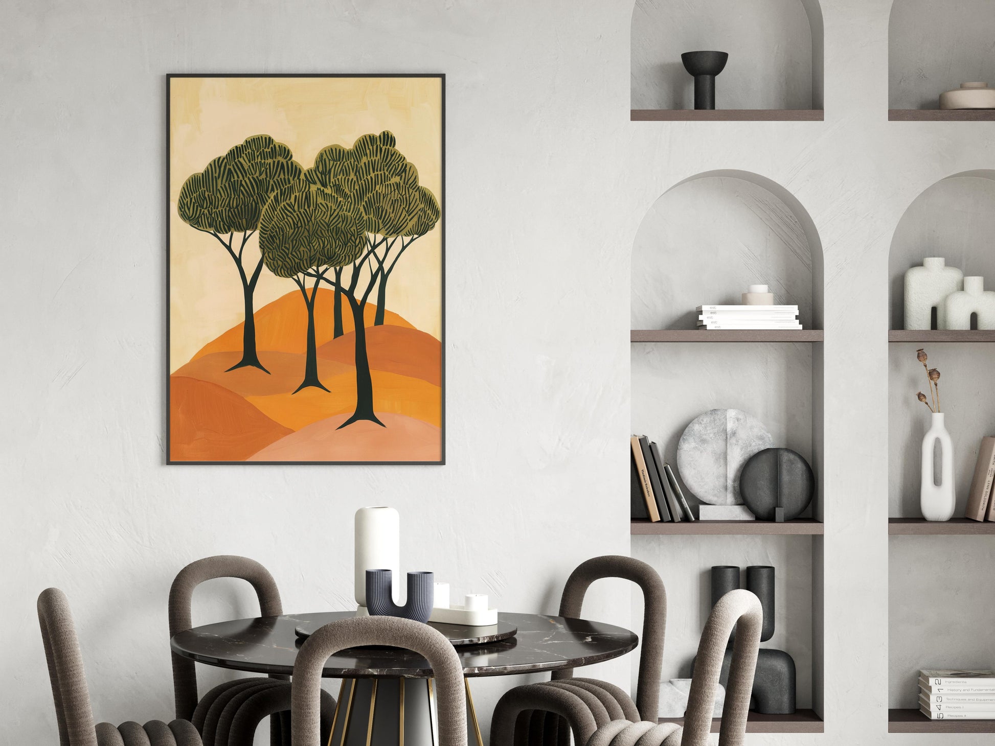 Secrets of the Argan Forest- Moroccan Art, Earthy Tones, Modern, Nature Motif, Argan Forest