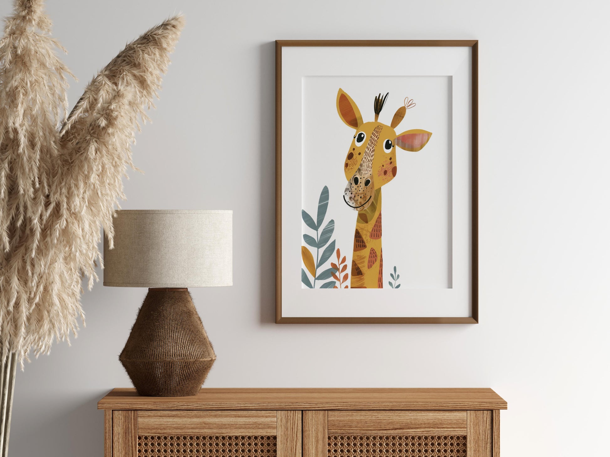 Playful Curiosity - A Giraffe Illustration by Olena Kucherova- playful, colorful, Olena Kucherova, Ukraine, art print