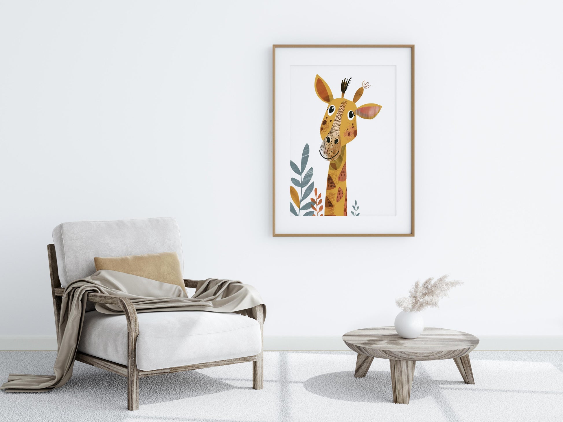 Playful Curiosity - A Giraffe Illustration by Olena Kucherova- colorful, giraffe, playful, children's motif, art print