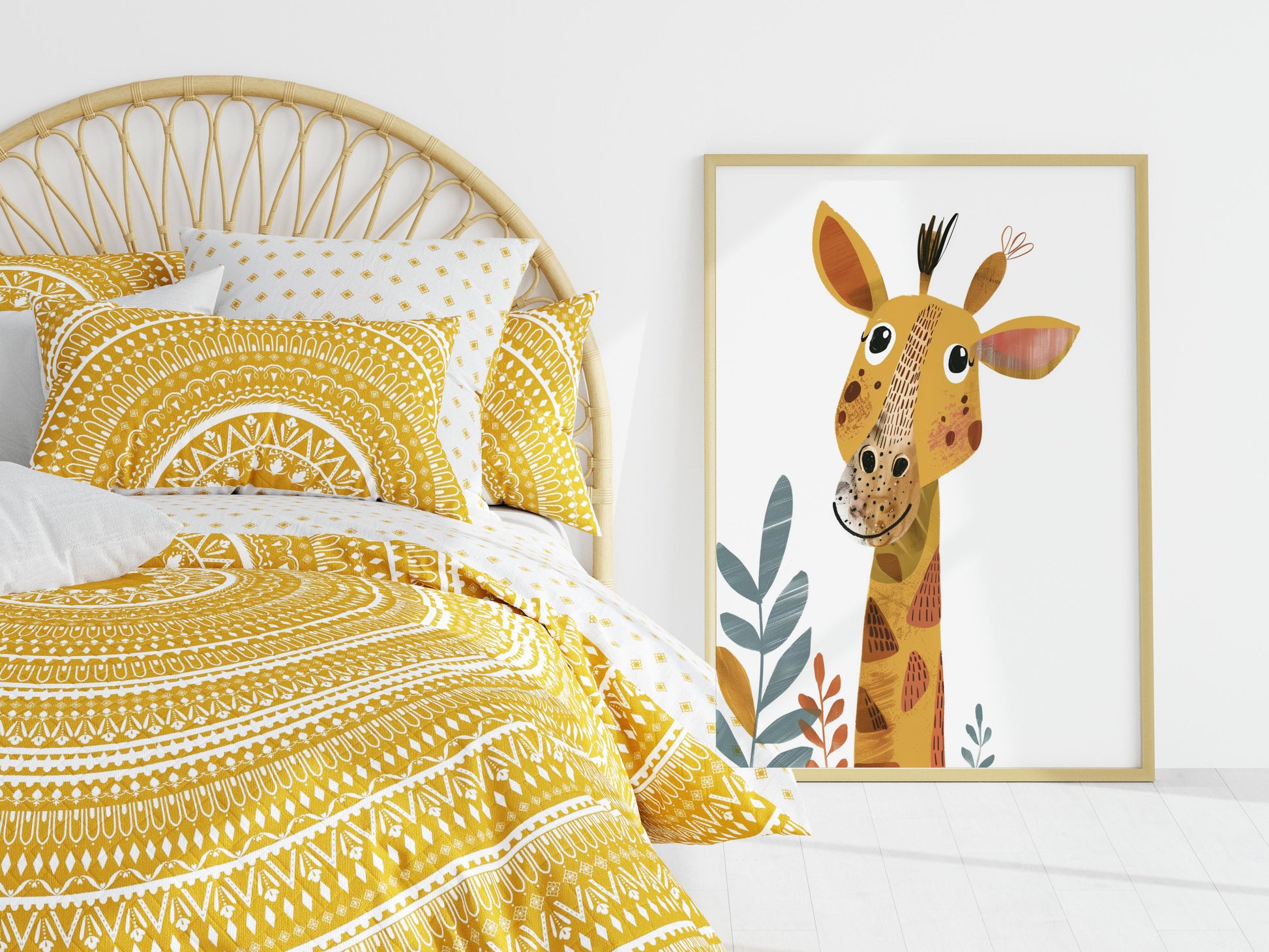 Playful Curiosity - A Giraffe Illustration by Olena Kucherova- artist, colorful, Olena Kucherova, giraffe, playful