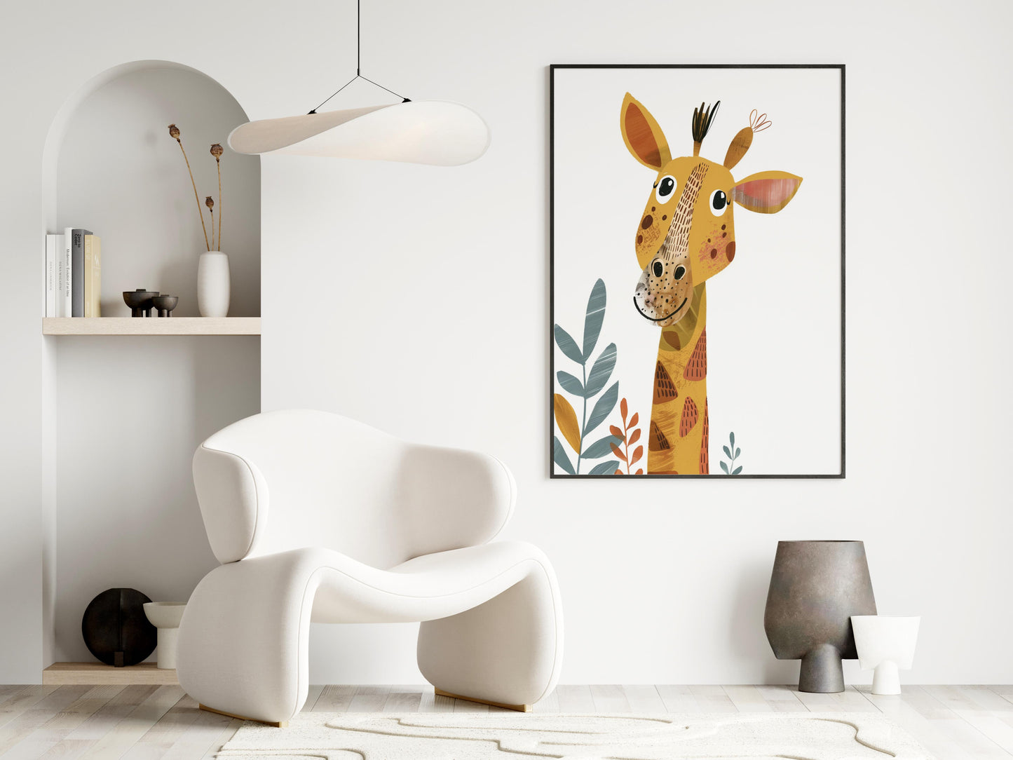 Playful Curiosity - A Giraffe Illustration by Olena Kucherova- colorful, illustration, art print, giraffe, playful