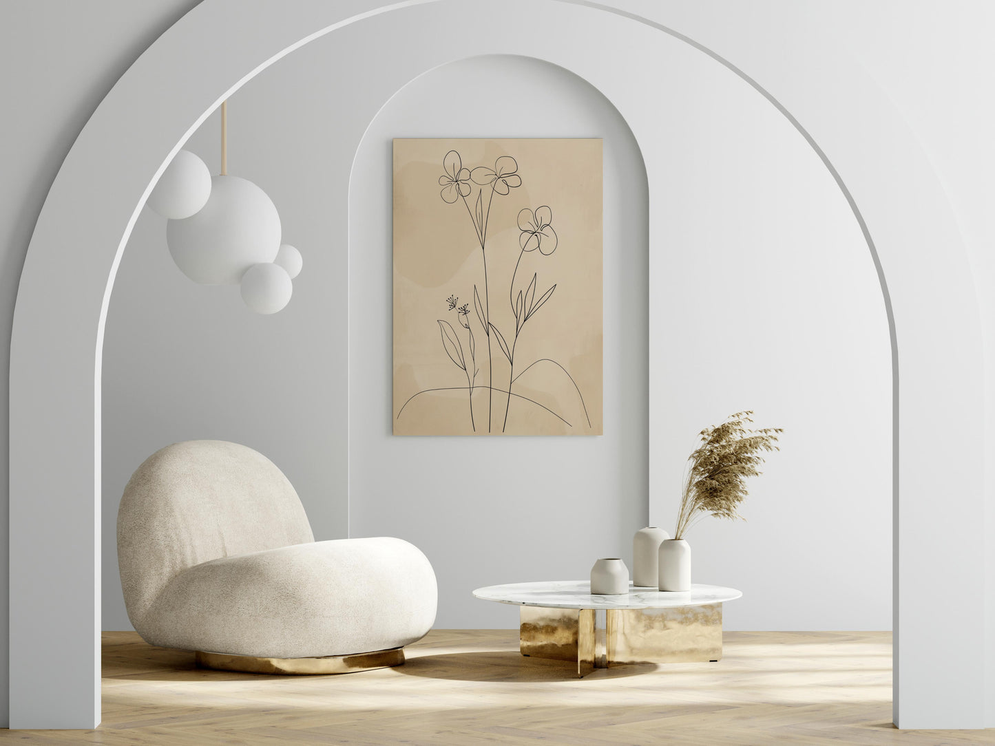 Whispering Elegance- Flora, Harmony, Beige, Simplicity, Modern