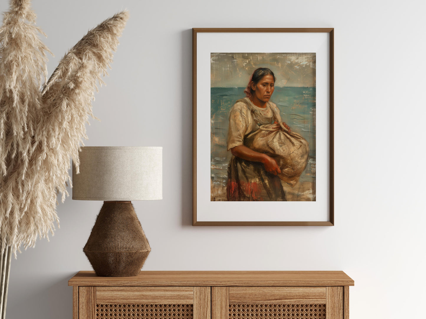 The Fisherwoman by the Sea - Gifts of the Ocean- Modernism, Sea, Daily Life, Symbolic Art, Mexico