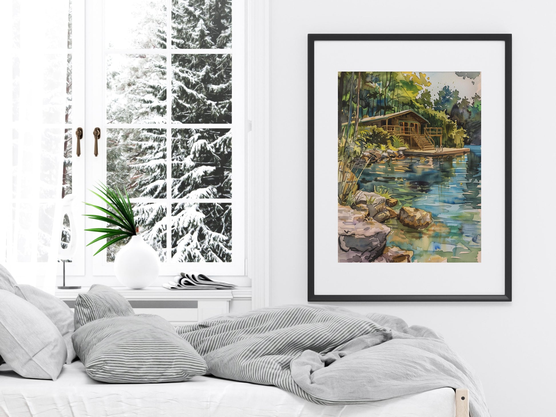 Silence by the Lakeshore- Nature, Wall decoration, Interior design, Lake idyll, Art lover