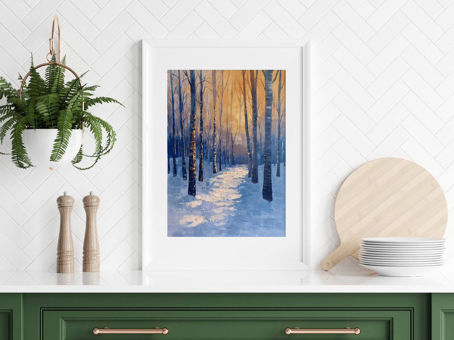 Winter Twilight in a Swedish Forest- Sweden, play of light, landscape painting, nature, winter