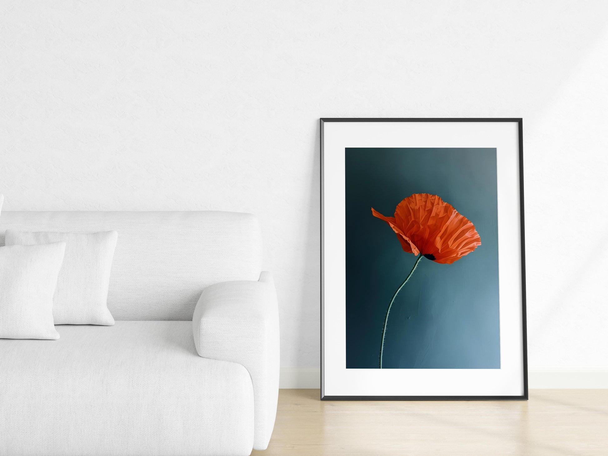 Lone Poppy: Emblem of Peace- Dynamic Essence, Symbol of Peace, Photorealism, Lifelike Painting, Modern Art