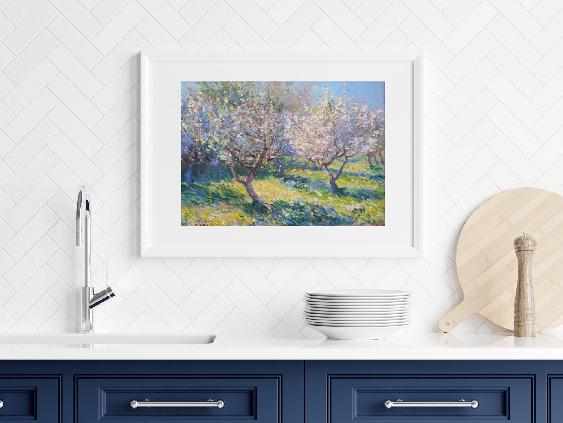 Frühlingsorchester im Licht- orchard, wall decoration, Eliana Costa, brush stroke, spring