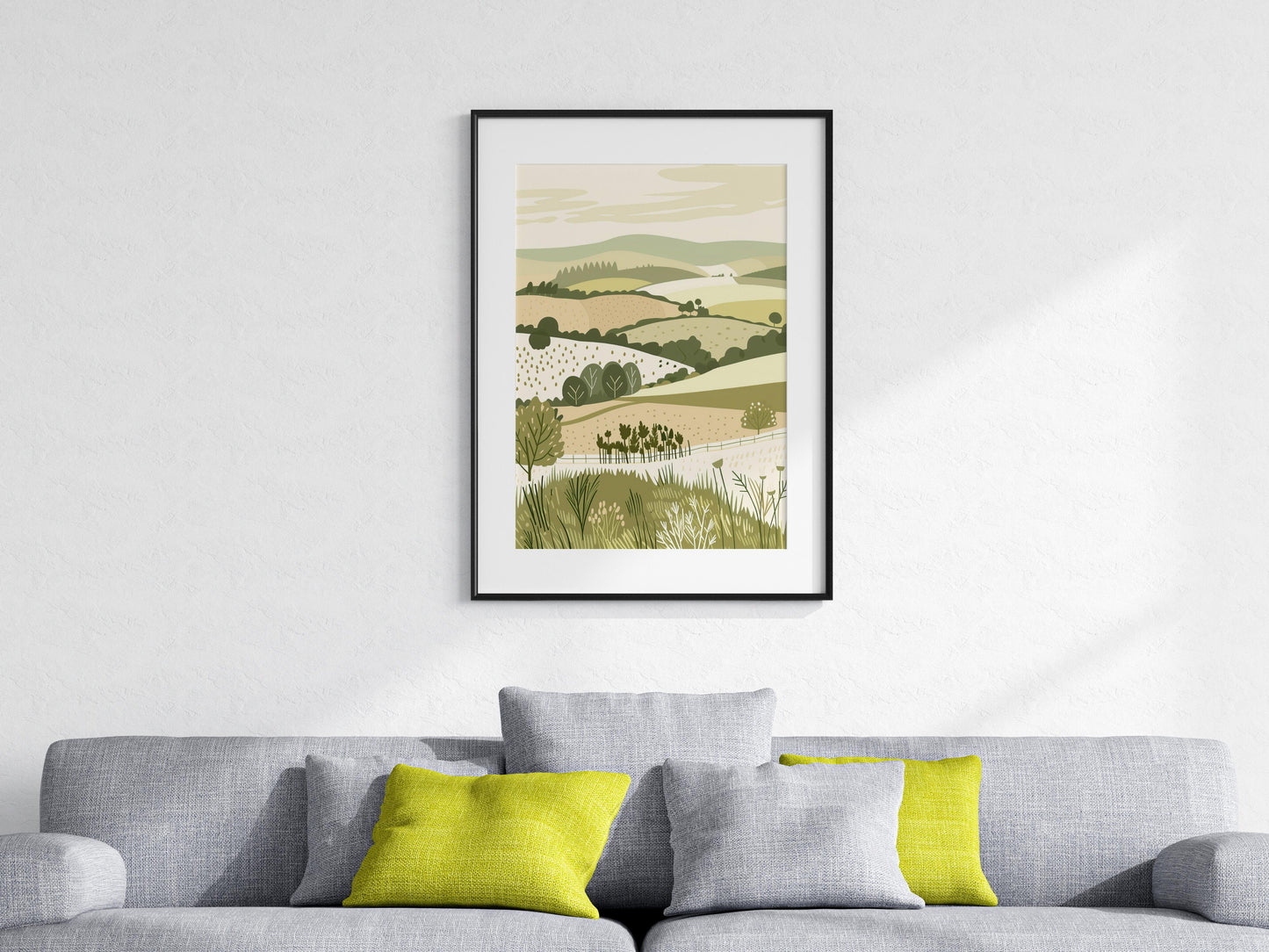 Geometric Calm of the English Landscape- art print, English landscape, stylization, Eldon Peak, geometric abstraction