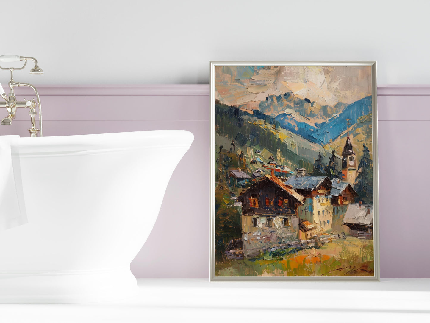 Lichtspiele in Waidring: Ein impressionistisches Meisterwerk von Alessia Moretti- wall decoration, village life, Impressionism, buy artwork, mountain landscape