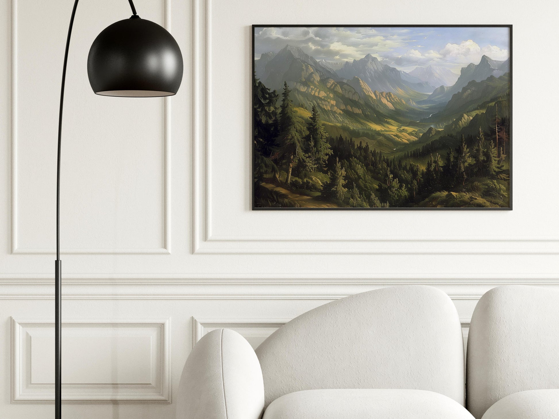 Majestic Silence: A Canadian Panorama- Canadian art, art collector's item, landscape painting, forest landscape, mountain panorama