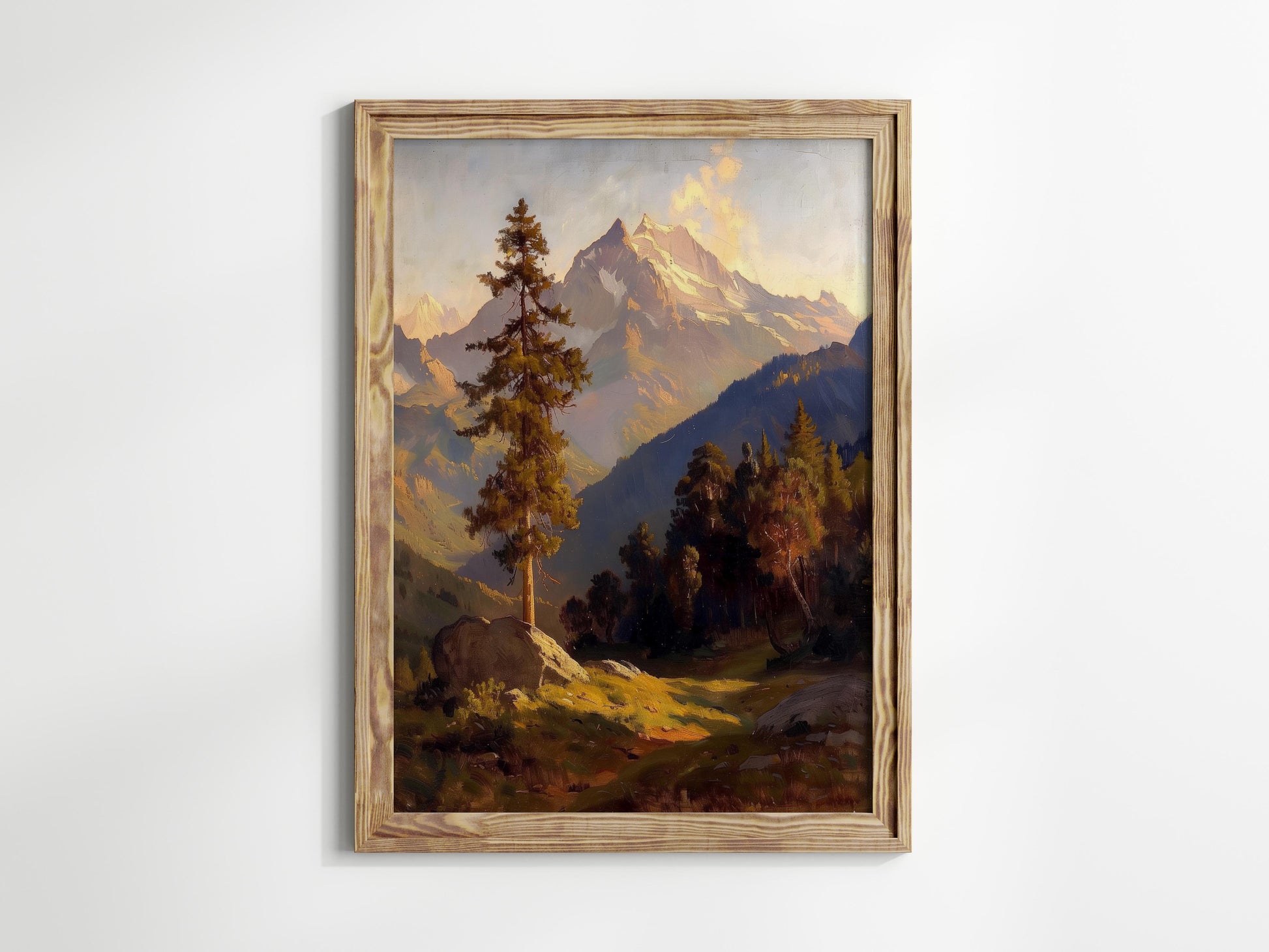 Erwachen in den Alpen- Berge, Lärche, Kunstdruck, Natur, Schweizer Alpen