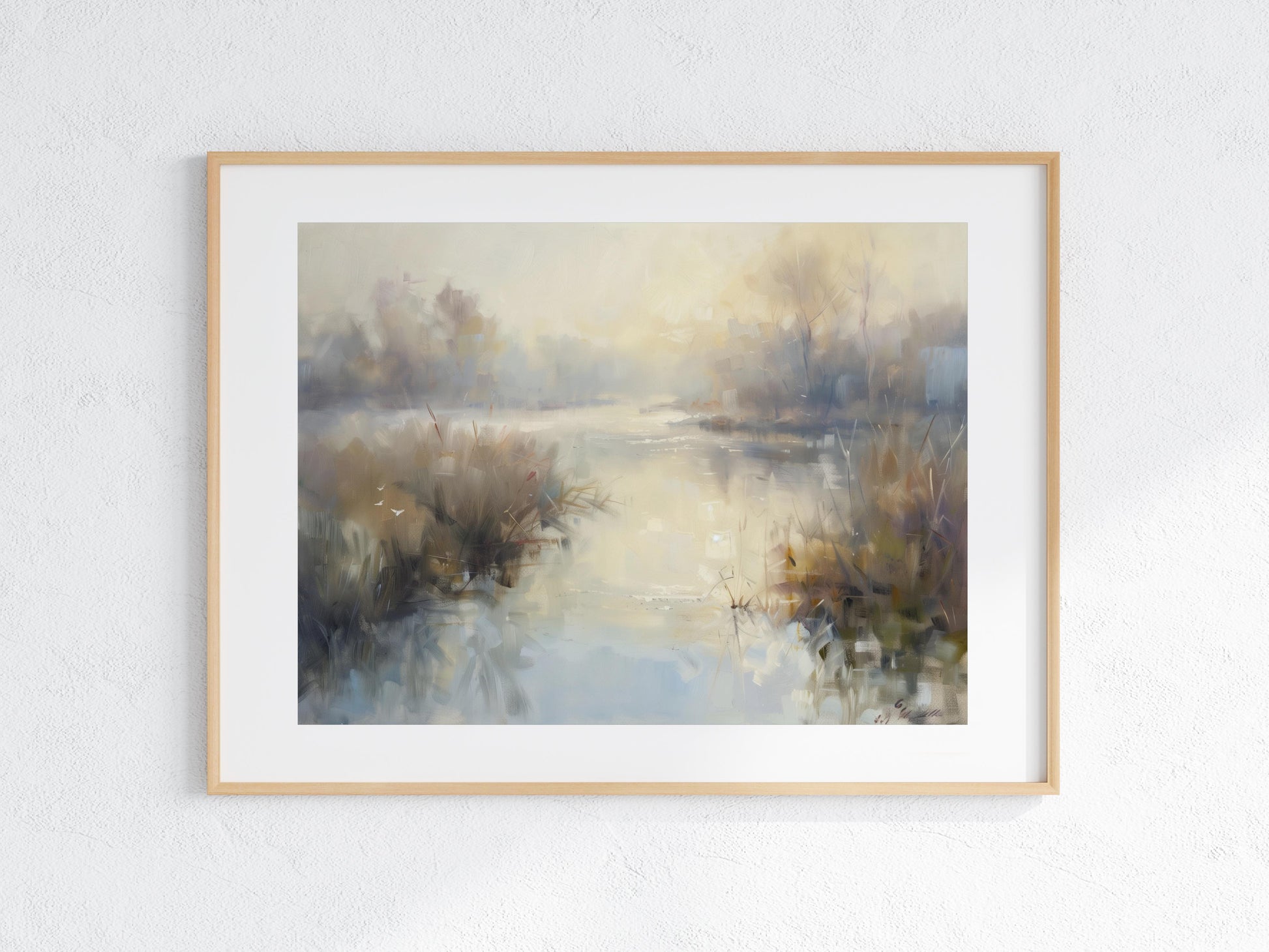 Morning Mist on the River by Eliana Costa- Art print, Iberian landscape, Mist, Painting, Porto