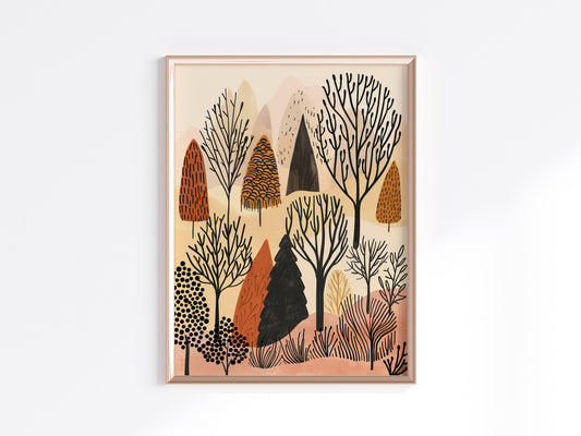 Silence of the Forest- Serenity, Meditative Quality, Modern Art, Organic Shapes, Space and Balance