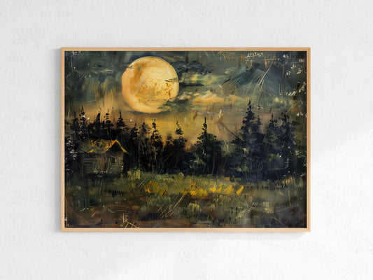 Harvest Moon over Sweden- Södermanland, Nordic Light, Rural Scene, Tranquility, Swedish Light