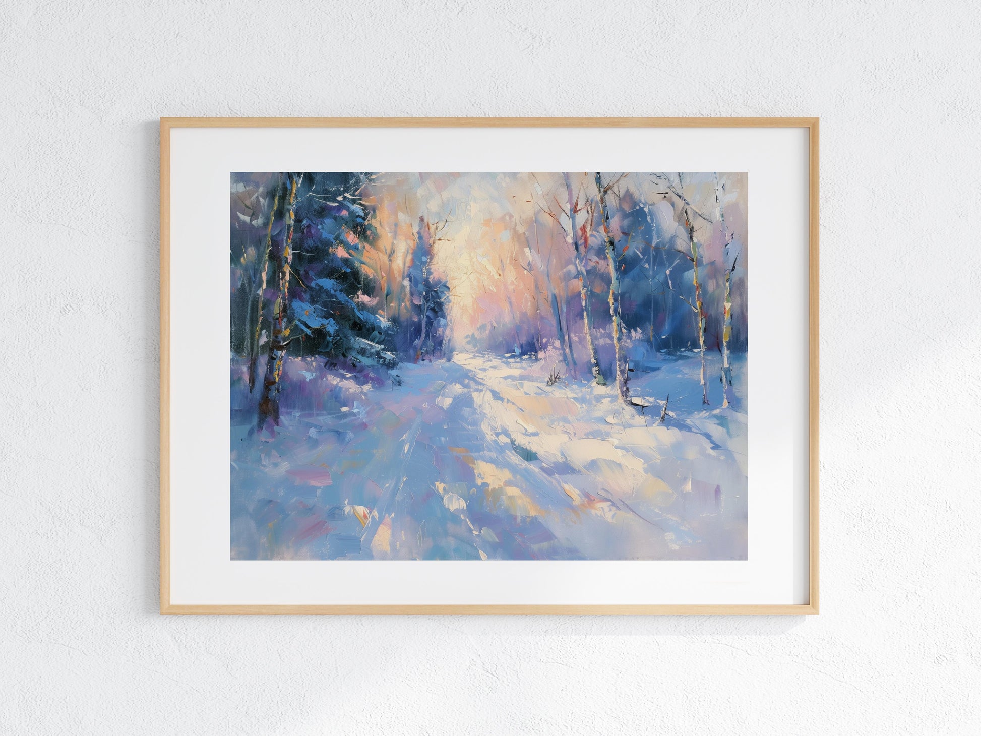 Twilight in Winter Enchantment- Winter Landscape, Warm Evening Light, Impressionism, Eliana Costa, Portugal