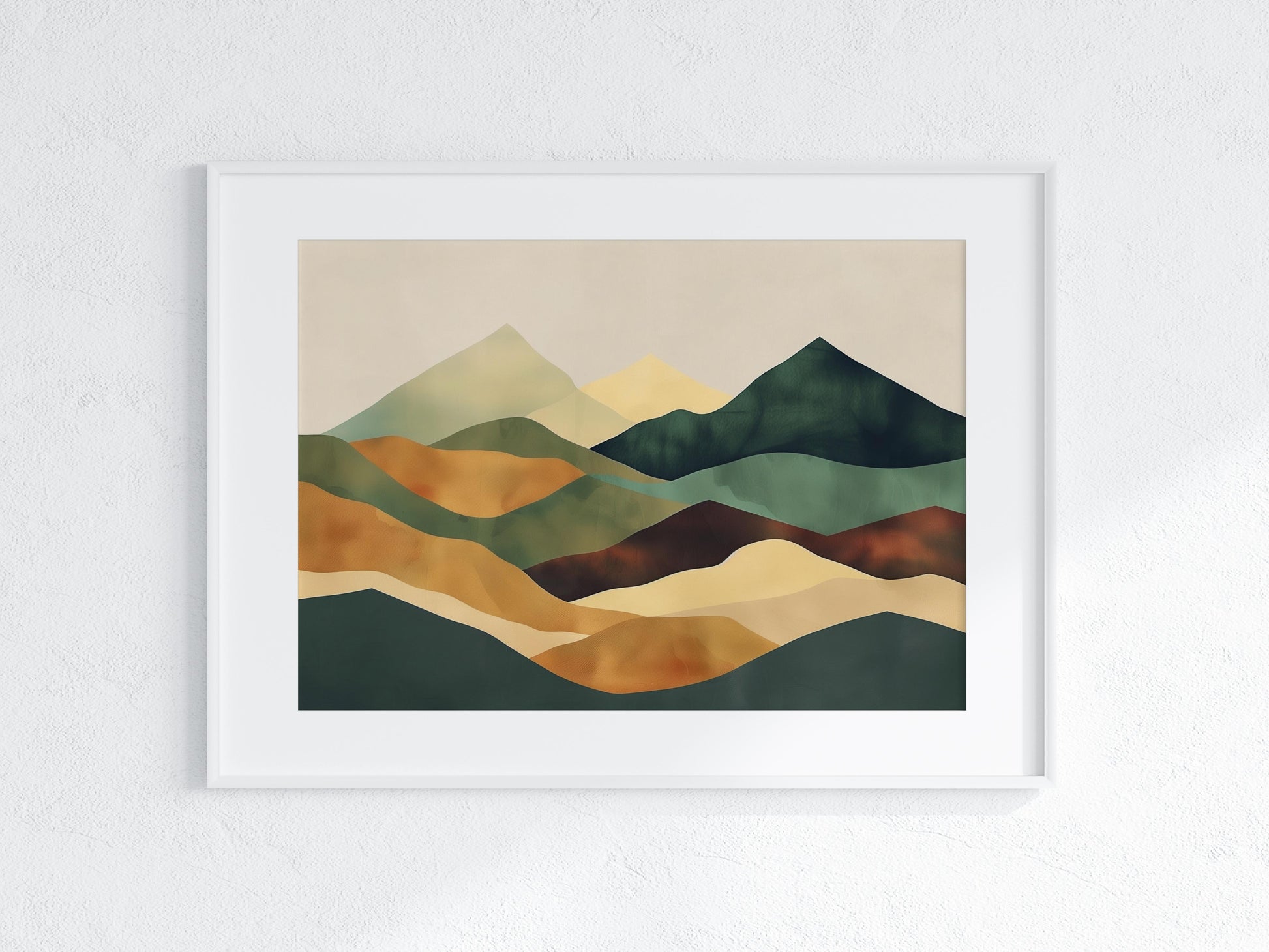 Mountain Whisper by Alejandra Navarro- Geometric Abstraction, Tranquil Landscape, Connection with Nature, Modernist Sensibility, Surrealism