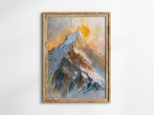 Alpenglühen - Ein impressionistisches Meisterwerk von Alessia Moretti- Moretti, Sonnenuntergang, italienische Kunst, Naturgemälde, Alpen