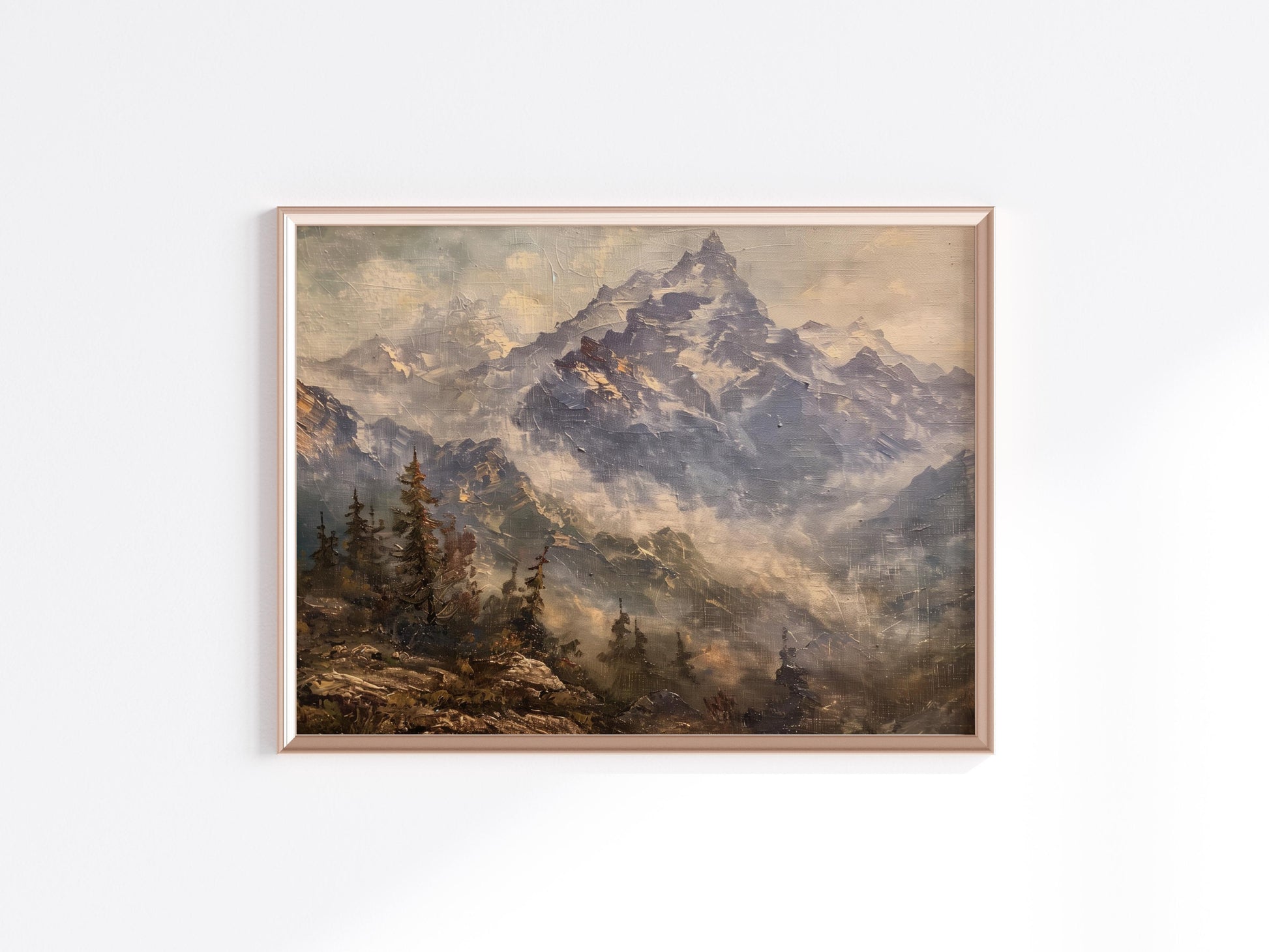 Mist-Enshrouded Peaks- Nature, Mexican Art, Landscape Painting, Mexico, Modernist