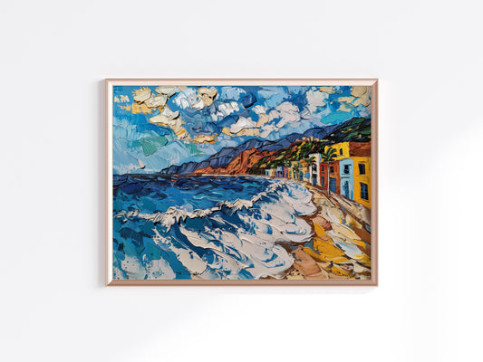 Riviera of Light- Ocean, Color palette, Landscape painting, Riviera, Coastal town